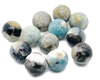 Esfera de Cristal de Calcita Caribenha - Bola de Calcita Caribenha - Esfera de Cristal - Pedra Natural de Cura - Gema Esférica – 30 mm - SP1150