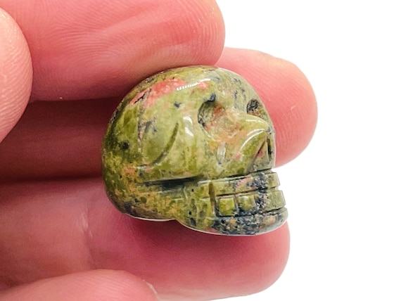 Unakite Skull Gemstone - Carving Skull - Healing Stone - 1 Inch - SK1010