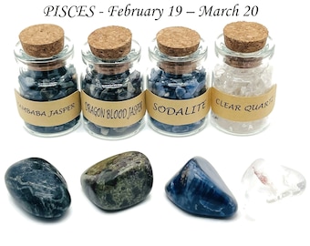 Pisces Sternzeichen Kristall - Pisces Geburtsstein - Wählen Sie Crystal Chips und Trommelstein - Heilstein - Steine Für Sie - PISCES