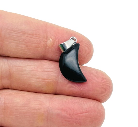 Obsidian Moon Pendant - Moon Earring Crystal - Crystals Healing - Jewelry Making Supplies - NC1515
