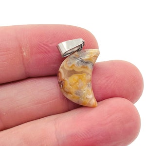 Crazy Lace Agate Moon Pendant - Mexican Agate Moon Earring Crystal - Crystals Healing - Jewelry Making Supplies - NC1159