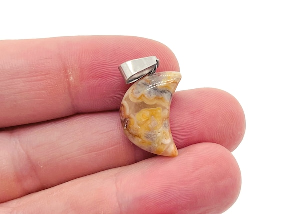 Crazy Lace Agate Moon Pendant - Mexican Agate Moon Earring Crystal - Crystals Healing - Jewelry Making Supplies - NC1159