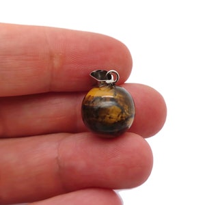 Tige Eye Crystal Ball Pendant - Ball Charm Whith Brass - Crystal Round Ball Pendant - Jewelry Making - Healing Crystal - NC1365