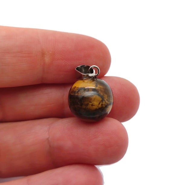 Tige Eye Crystal Ball Pendant - Ball Charm Whith Brass - Crystal Round Ball Pendant - Jewelry Making - Healing Crystal - NC1365