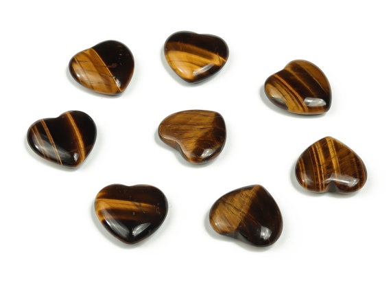 Tiger Eye Heart Gemstone Flat – Heart Crystal - Healing Stones – Carving Heart - Natural stones - 20x20x6 - HE1070