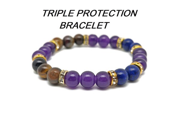 Triple Protection Gemstone Bracelet - Handmade Crystal Bracelet - Men&Women Stretchy Bracelet - Gift for Her - Choose Your Bracelet - YY1041