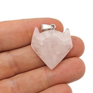 Rose Quartz Wolf Head Gemstone Pendants - Natural Stone Wolf Carving Crystal - Crystal Wolf head - Wolf Head Crystal Jewelry - NC1591