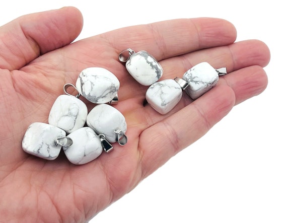 Howlite Tumbled Gemstone Pendant - Crystal Pendant - Love Stone Pendant - Pendants of Surprise - NC1053-14