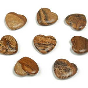 Picture Jasper Heart Gemstone Flat – Heart Crystal - Healing Stones – Carving Heart - Natural stones - 20x20x6 - HE1073