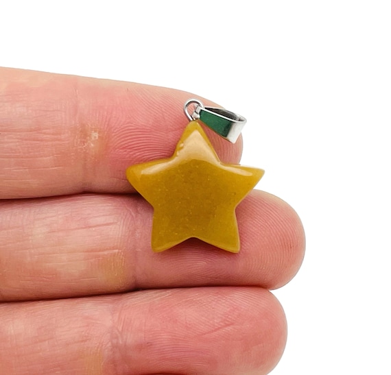 Yellow Jade Star Pendant - Crystal Pendant – Natural Necklaces - Heling Gemstone - Jewelry Making Supplies - NC1522