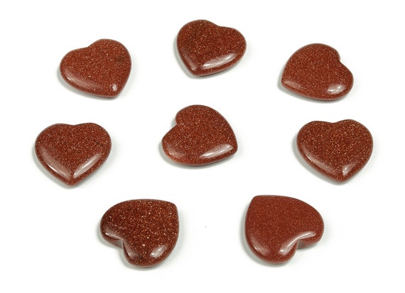 GoldStone Heart Gemstone Flat – Heart Crystal - Healing Stones – Carving Heart - Natural stones - 20x20x6 - HE1054