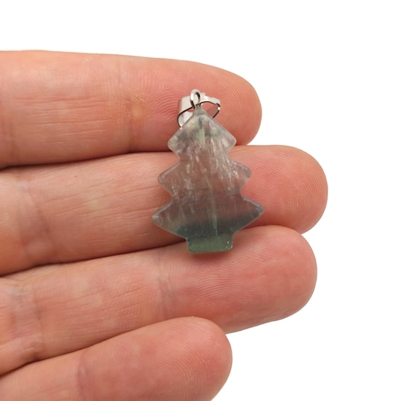 Fluorite Pine Tree Gemstone Pendants - Crystals Pendant Healing - Mini Crystal Pendant - Gifts - NC1758