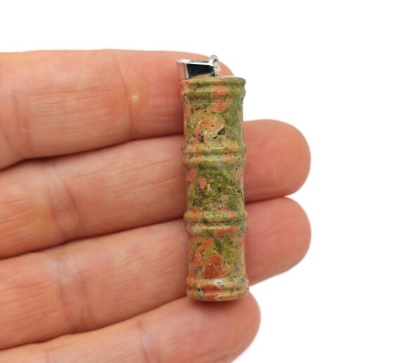Unakite Gemstone Bamboo Shape Pendants - Protect Crystal Necklace - Bamboo Crystal Jewelry - Healing Stones - Gift For Her - NC1630