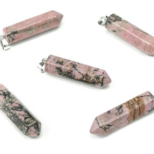 Rhodonite Point Pendant - Crystal Pendant – Natural Necklaces - Heling Gemstone - Jewelry Making Supplies - NC1078
