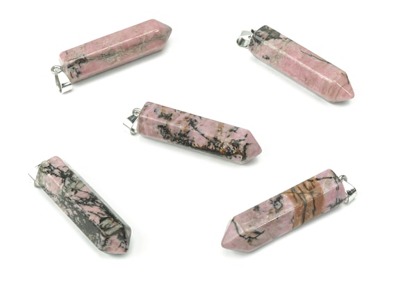 Rhodonite Point Pendant - Crystal Pendant – Natural Necklaces - Heling Gemstone - Jewelry Making Supplies - NC1078