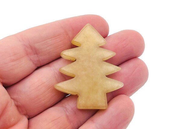 Yellow Aventurine Pine Tree Gemstone - Crystal Christmas Tree carving - Handmade Tree Stone - TR1006
