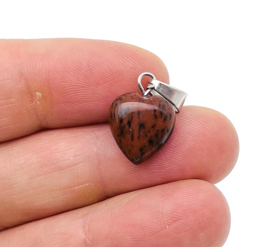 Mahogany Obsidian Heart Pendant - Crystals Pendant Healing - Mini Crystal Pendant - Gifts - NC1496