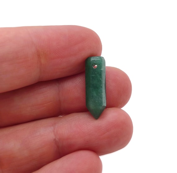 Aventurine Crystal Point Hole Pendant - Drilled Crystal Point - Natural Gemstone - Stick Point Bead - Healing Stone - NC1385