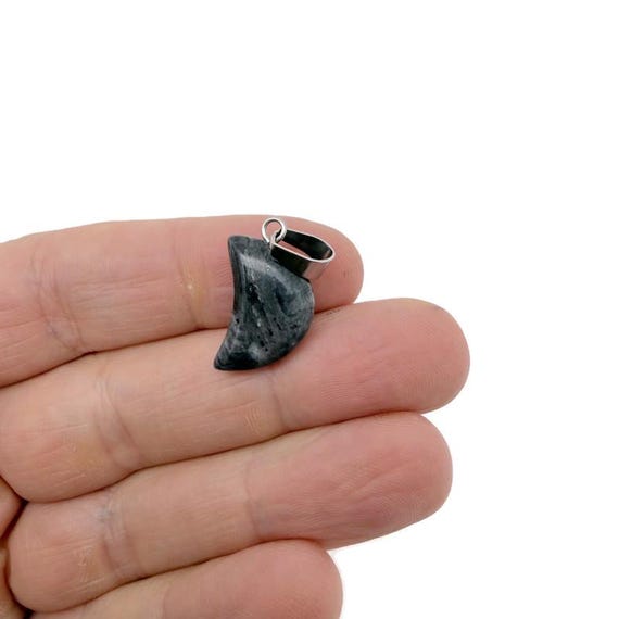 Larvikite Moon Pendant - Moon Earring Crystal - Crystals Healing - Jewelry Making Supplies - MNC1025