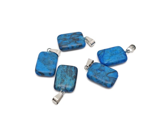 Blue Apatite Crystal Rectangle Shape Pendants - Wholesale Gemstones - Stone Healing Crystal Rectangle Necklace - Natural Stones - NC1716