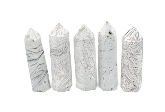 White Agate Obelisk Tower Stone - Mexican White Agate Gemstone Tower - Meditation Gemstone - Crystal Gifts - Home Crystal Decor - TW1139
