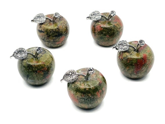 Unakite Apple Crystal - Crystal Carving - Home Living - Cute Gift - 30x25mm - AP1012