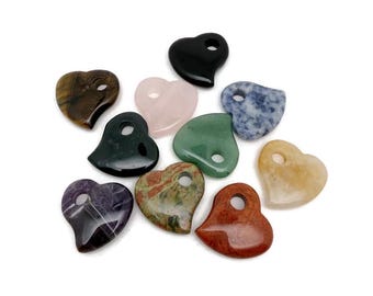 Colgante de corazón de piedra preciosa natural: dije de corazón de cristal para hacer collares - HTMIX