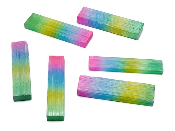 Rainbow Aura Selenite Wand Stone - Aura Selenite Stick - Loose Gemstone - Natural Selenite Tower – 8cm - RA1166