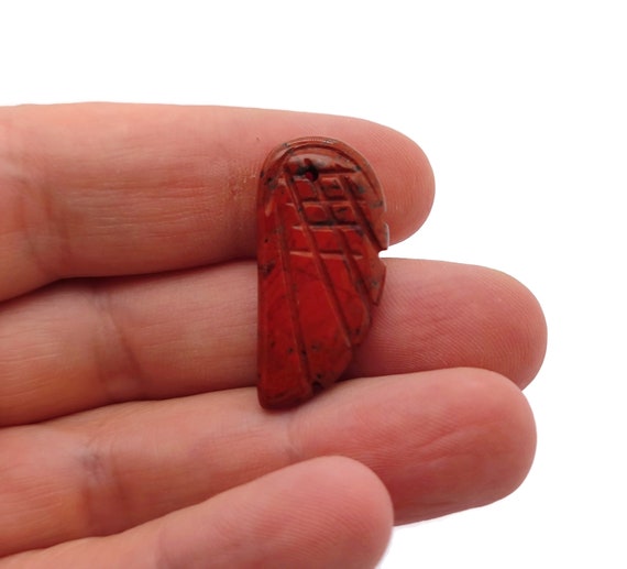 Red Jasper Crystal Angel Wing Hole Pendant - Carved Angel Wing - Crystal Jewelry - Angel Wing Charms - NC1352