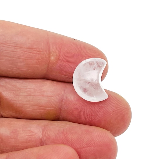 Clear Quartz Gemstone Moon Puffy - Crystal Crescent - Healing Crystal - Mini Crystal- Crescent Moon – Moon Crystals – 15x9mm – MO1091