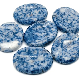 Blue Spot Jasper Worry Stone - Natural Blue Dot Jasper Worry Stone – Healing Stone - Crystal Stone - 4.5x3.5cm - WO1036