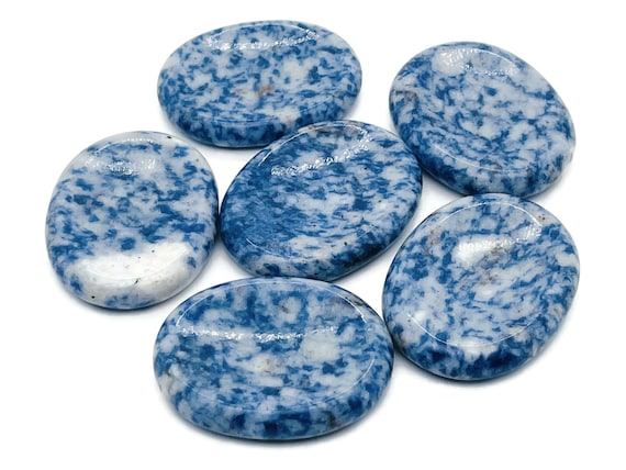 Blue Spot Jasper Worry Stone - Natural Blue Dot Jasper Worry Stone – Healing Stone - Crystal Stone - 4.5x3.5cm - WO1036