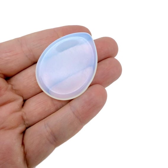 Opalite Natural Worry Stone - Teardrop Shaped Natural Gemstone - Relaxing – 45mm - WO1094