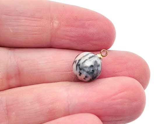 Pink Zebra Calcite Ball Beads - Crystal Beads Earring - Crystal Beads Pendant - Crystal Carving - NC1207