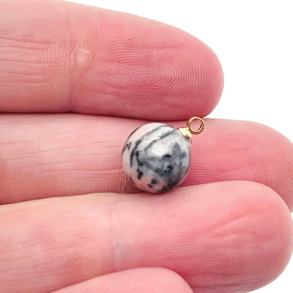 Pink Zebra Calcite Ball Beads - Crystal Beads Earring - Crystal Beads Pendant - Crystal Carving - NC1207