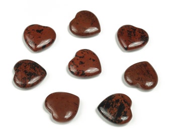 Corazón plano de obsidiana caoba – Cristal de corazón – Piedras curativas – Corazón tallado – Piedras naturales - 20x20x6 - HE1069