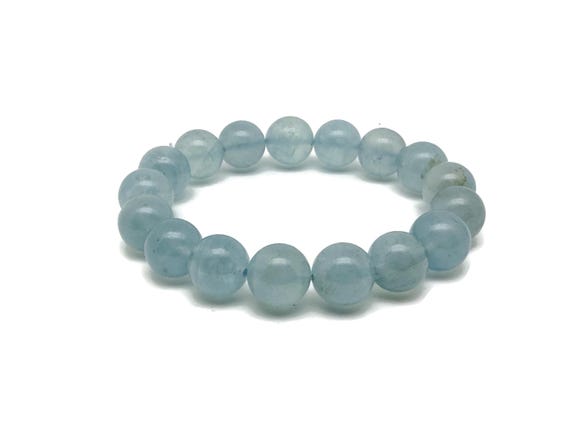 Aquamarine Gemstone Bracelet - AAA Premium Quality Crystal Bracelet - Men&Women Stretchy Bracelet - Gift for Her - Crystal Healing - AA1004