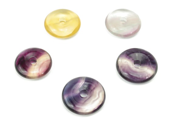 Fluorite Pi Stone - Donut Crystal - Natural Fluorite Stone - Healing Stone - Pendant - 30mm - DO1002
