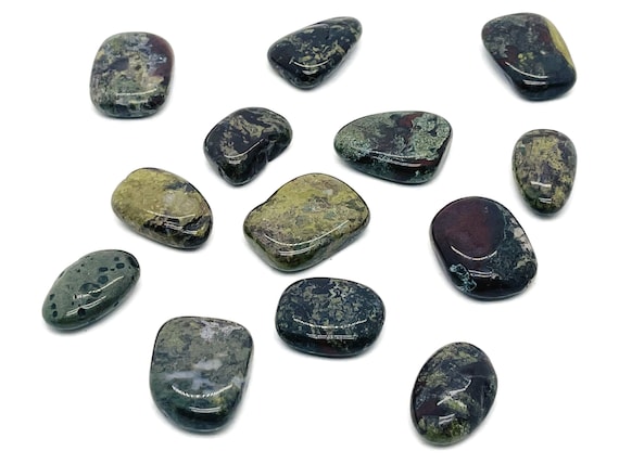 Dragon Blood Jasper Slab Crystal - Flat Disk Stone – Pendant Crystal - Worry Stone - Healing Crystals – 0.8"-1.1" - FL1063