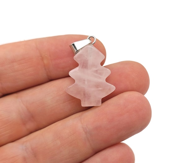 Rose Quartz Pine Tree Gemstone Pendants - Crystals Pendant Healing - Mini Crystal Pendant - Gifts - NC1756