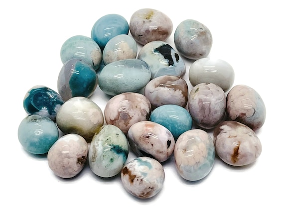 Green Flower Agate Tumbled Stone - Green Flower Agate Pendant - Super Stone - TU1209