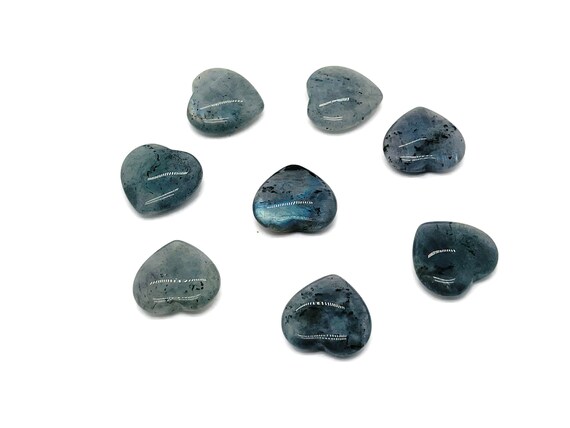 Labradorite Heart Gemstone Flat – Heart Crystal - Healing Stones – Carving Heart - Natural stones - 20x20x6 - HE1080