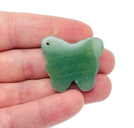 Aventurine Butterfly Gemstone Pendant - Hole Crystal Jewelry - Crystal Carved Butterfly Loose Stone - Crystal Necklace Healing - NC1548