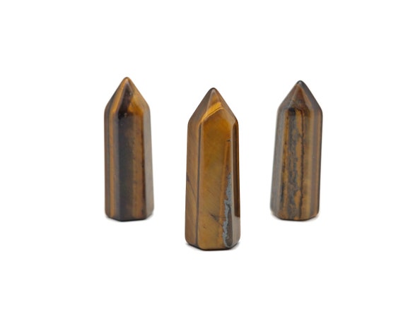 Tiger Eye Crystal Obelisk Tower – Gemstone Tower – Tower Crystal – Hand Carved Crystal Point – Healing Crystal – 40mm – TW1097