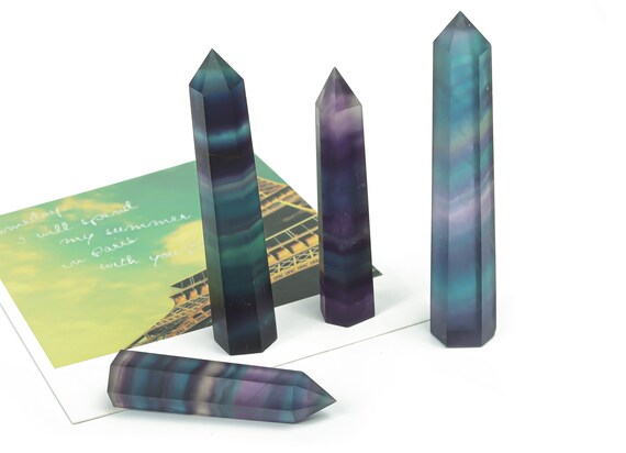Rainbow Fluorite Obelisk Tower Stone – Obelisk Tower Point Crystals – Meditation Gemstone - Gifts - TW1036