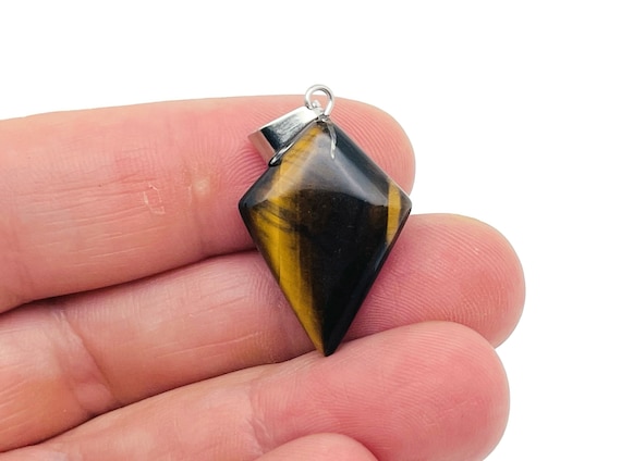 Tiger Eye Gemstone for Pendant - Triangle Geometric Gemstone Pendant - Natural Gemstone Jewelry - For Women Lucky Pendant - NC1416