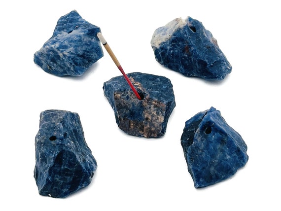 Sodalite Crystal Incense Holder -Rough Crystal Stone Incense Stick Holder -Raw Stone Incense Holder - Healing Stone - RS1015