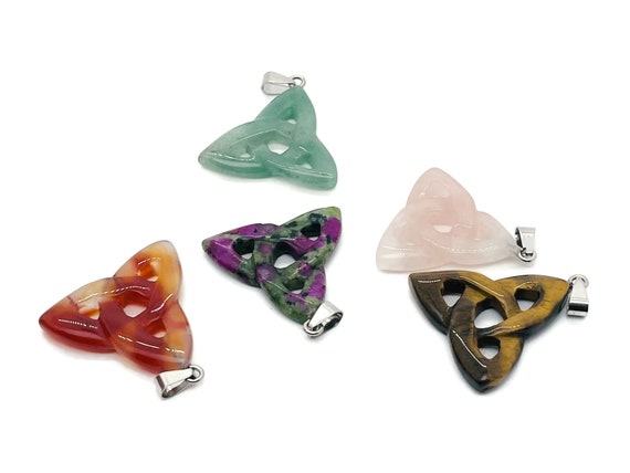 Crystal Celtic Knot Pendant - Trinity Crystals Pendant - Gemstone - Valentine's Day - KNMIX
