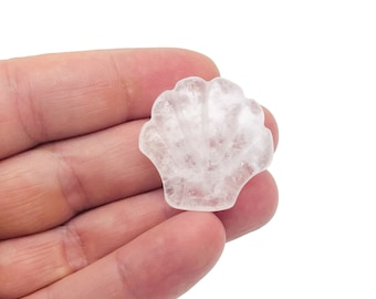 Pierres précieuses de sculpture de coquillages de mer en quartz clair-coquillage de pierre précieuse pour la fabrication de bijoux-spécimen minéral-décor de coquillages-SS1003