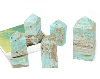 Druzy Blue Caribbean Calcite Obelisk Tower Stone – Obelisk Tower Point Crystals – Meditation Gemstone - Gifts - TW1040